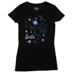 Galaxy Barbie Black Graphic Tee Junior Size L Barbie in Space!